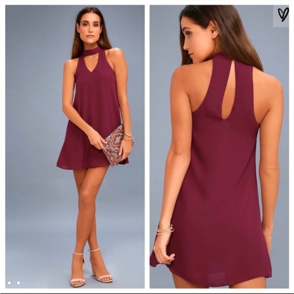 LULU'S Groove Thing Magenta Swing Dress large